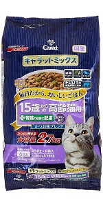 Amazon キャラット キャットフード ミックス 11歳からの高齢猫用 毛玉をおそうじ 2 7キログラム X 1 キャラット ドライ 通販