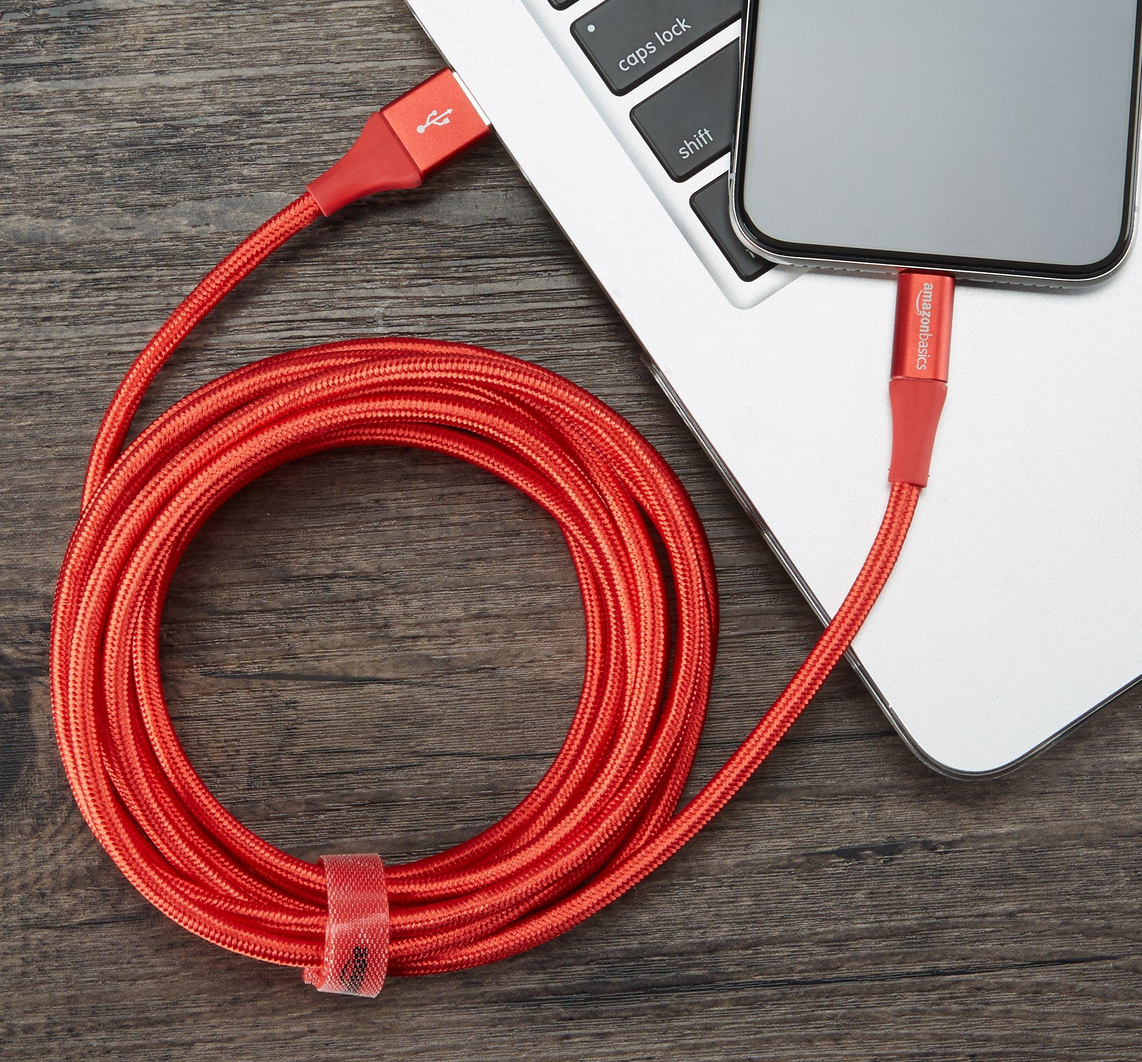 AmazonBasics Double Braided Nylon USB A to Lightning Compatible Cable