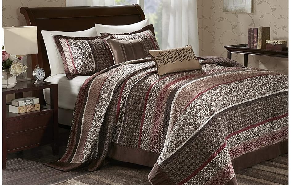 Madison Park Princeton Reversible Quilted Bedspread Set, Solid Reverse