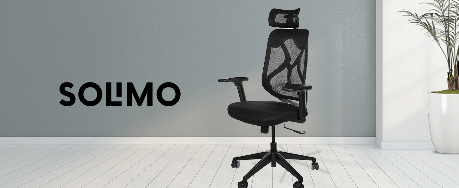 Amazon Brand Solimo Elite High Back Mesh Office Chair (Fabric, Black