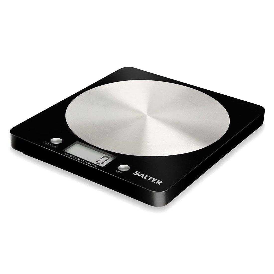 Salter Disc Digital Kitchen Weighing Scales Stylish Silver Slim