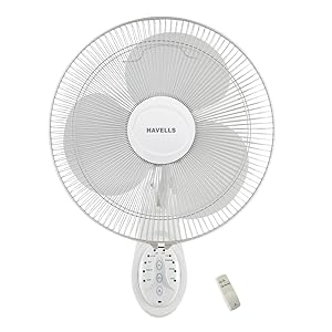 Havells Wall Fan Platina Remote 400Mm (White) 2 havells wall fan platina remote 400mm (white)