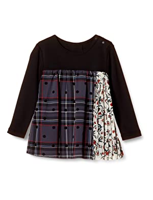 Amazon Co Jp ハッカベビー 花柄チェックmixチュニック長袖 Tシャツ ベビー 80 杢グレー 服 ファッション小物