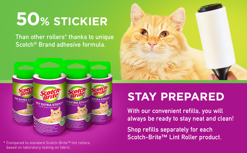 ScotchBrite Pet Extra Sticky Lint Roller 48 Sheets, 1 roller/pack