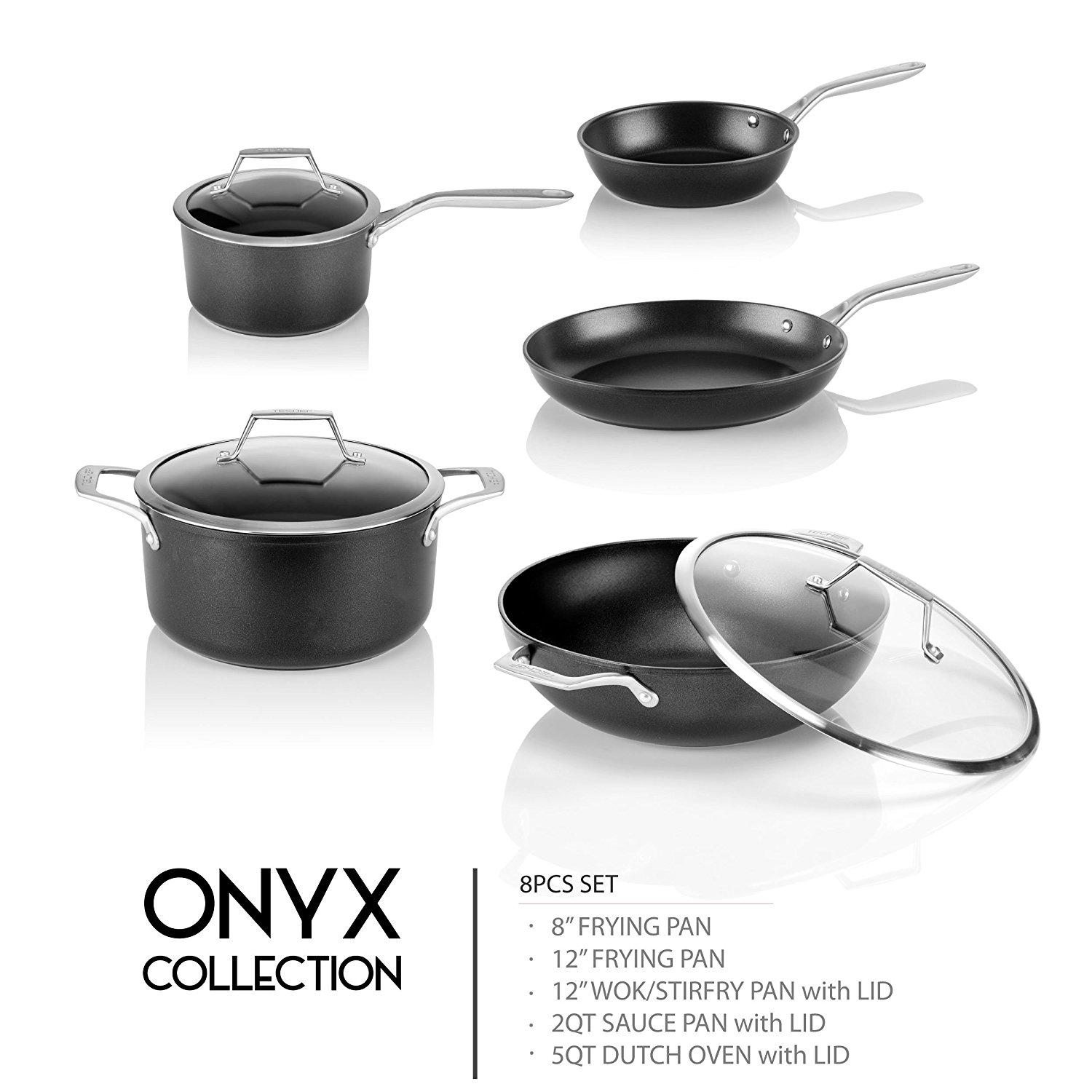 TeChef Onyx Collection20cm(8Inch) Frying Pan, Coated with New Teflon