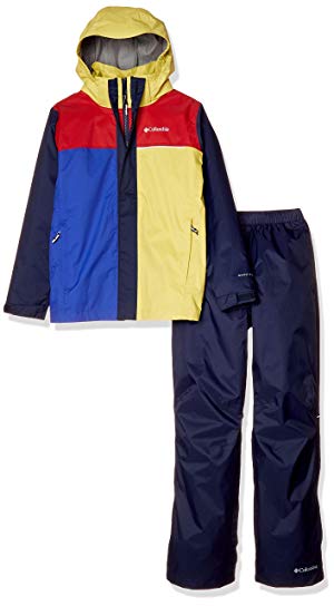 新品 Columbia コロンビア 子供用 防水ジャケット＆パンツセット 青 Columbia レインジャケット＆パンツセットキッズL