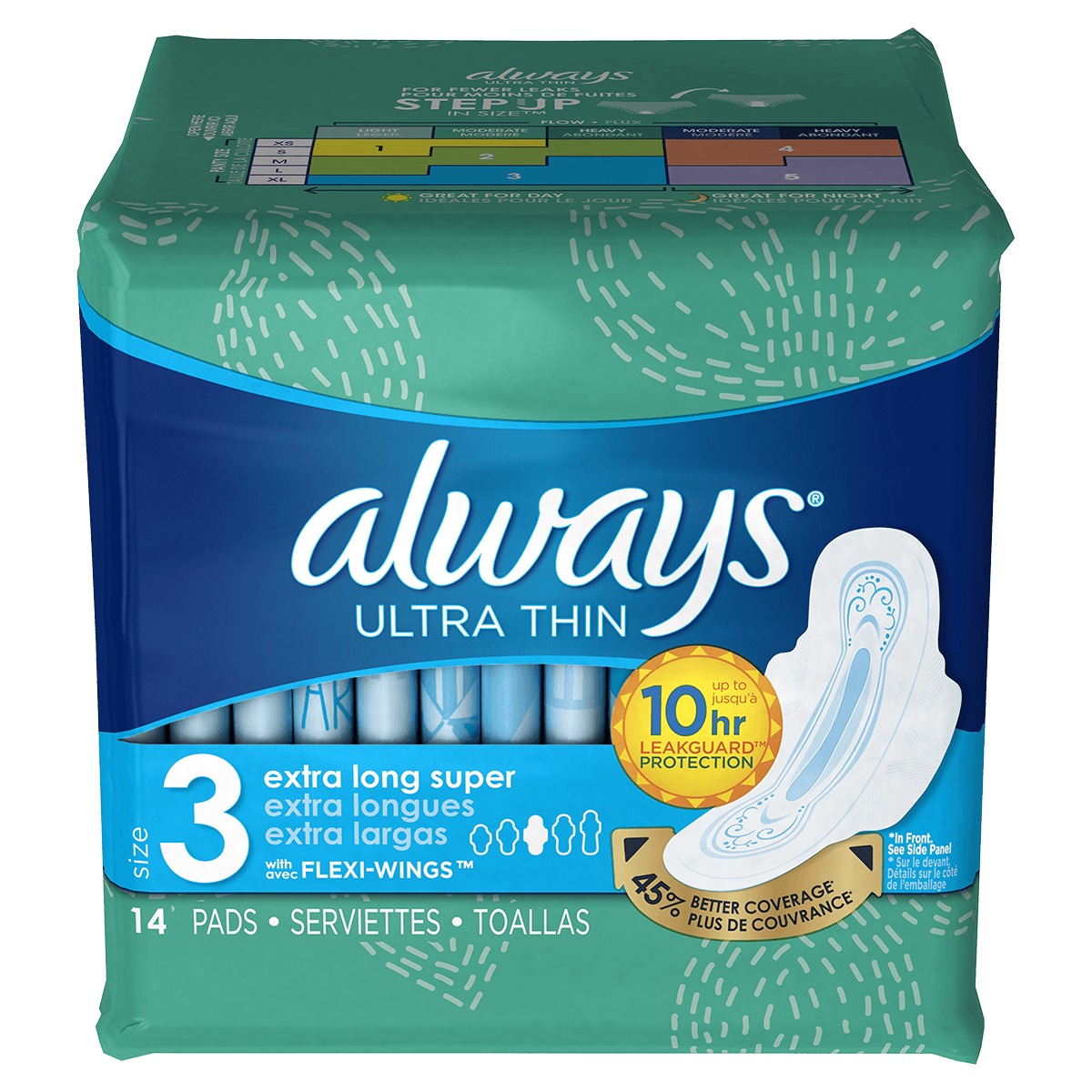 ALWAYS Ultra Thin Size 3 Extra Long Super Pads With Wings Unscented, 38