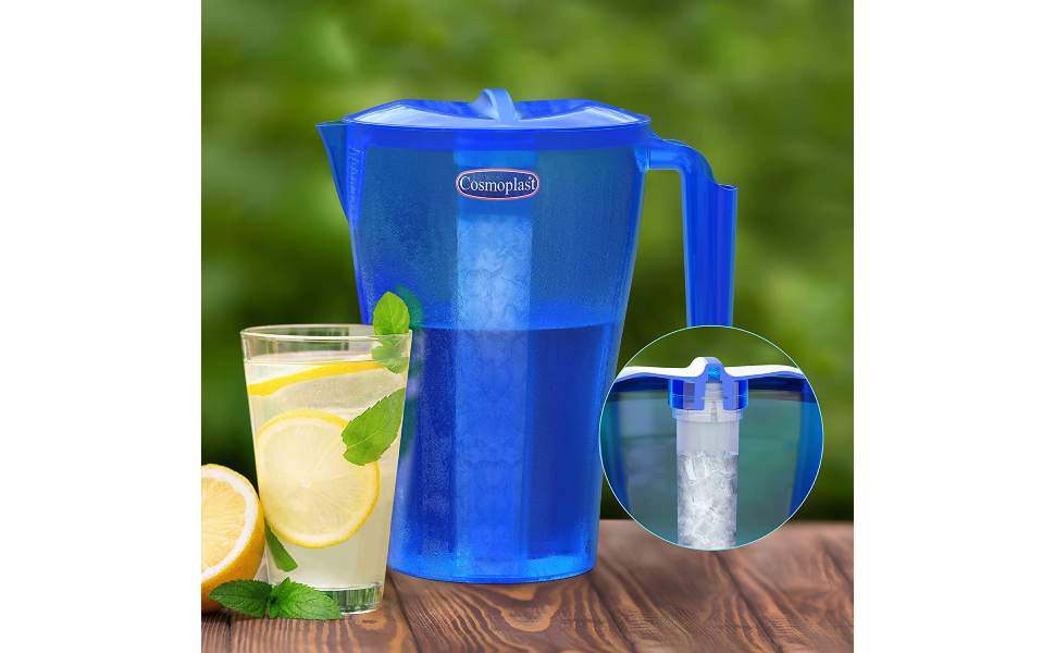 Cosmoplast 2.5L Water Jug With Ice Holder, Transparent Buy Online at