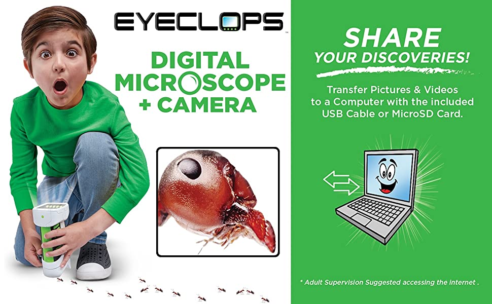 EyeClops Digital Microscope & Camera with built in color screen 800X