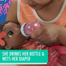 Baby Alive Shimmer 'N Splash Black Hair Mermaid Baby Doll