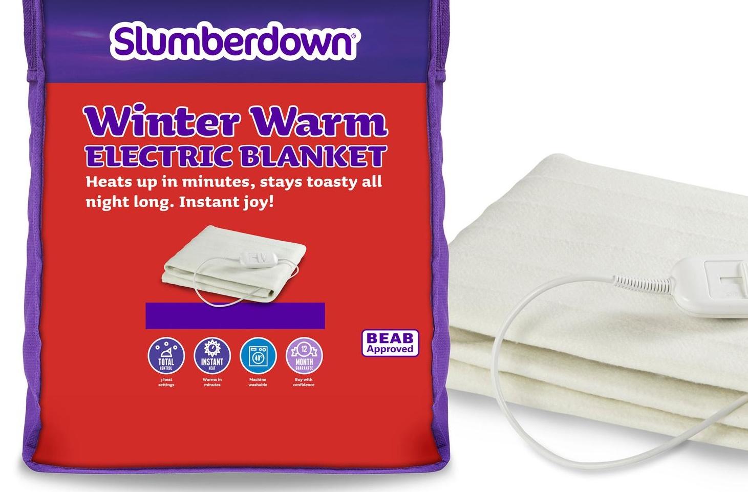 Slumberdown Winter Warm Electric Blanket, 100 Polyester, White, Double Amazon.co.uk Kitchen
