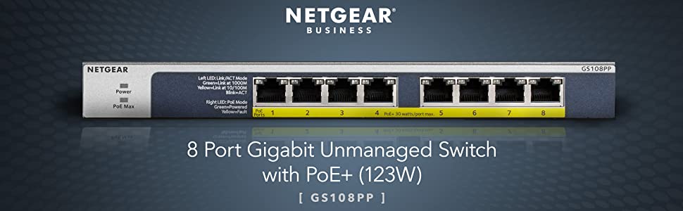 【新品未開封】NETGEAR GS108PP-100AJS NETGEAR 8-Port Gigabit Ethernet Unmanaged PoE Switch