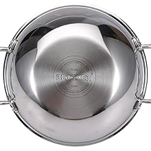 Bergner Hi-Tech Prism Triply Stainless Steel Wok, Triply Wok, Hi-Tech Wok