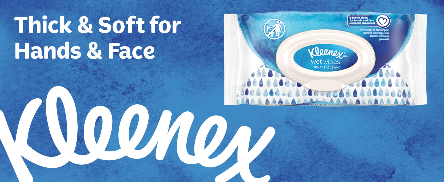 Kleenex Wet Wipes Gentle Clean For Hands, 8 FlipTop Packs