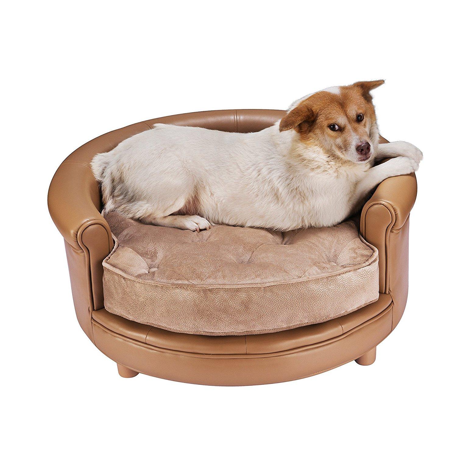 Villacera Chesterfield Faux Leather Large Dog Bed Designer