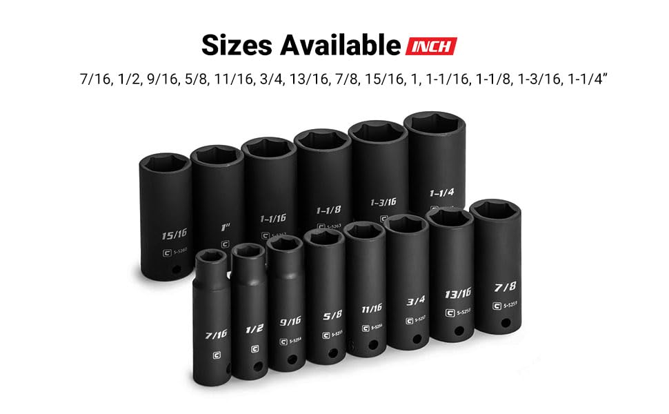 Capri Tools 1Inch Deep Impact Socket, 1/2Inch Drive, 6