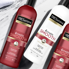 Keratin Smooth Shampoo & Conditioner on marble