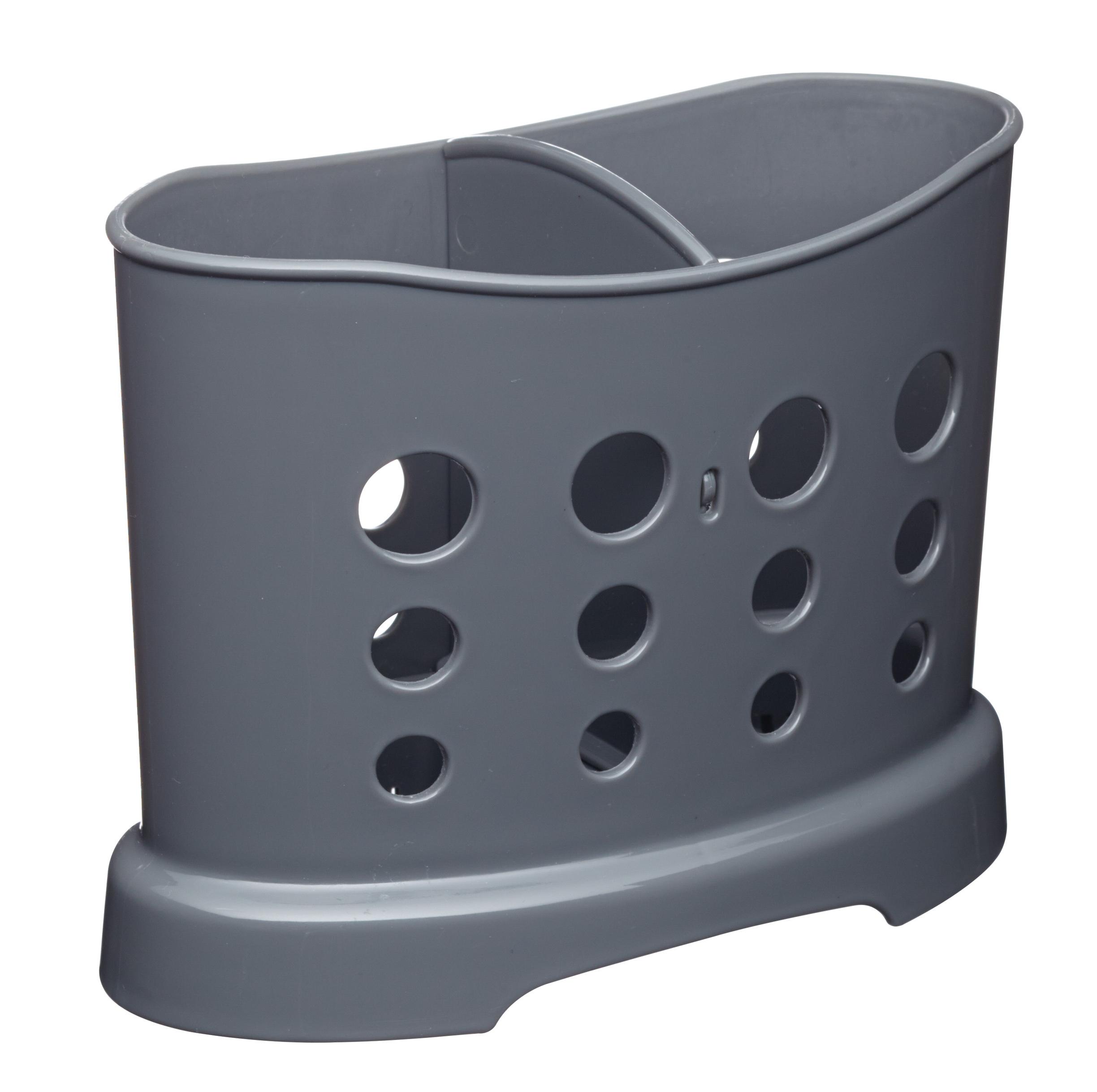 KitchenCraft Plastic Cutlery Drainer Caddy, Grey, 16 x 8 x 12 cm