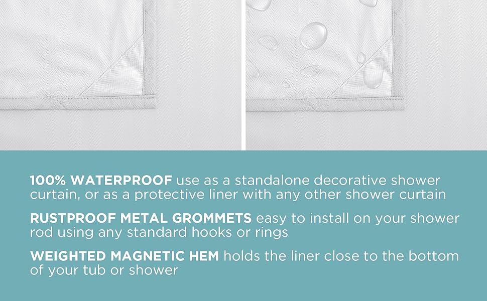 Zenna Home Herringbone Ultimate Waterproof Fabric Shower