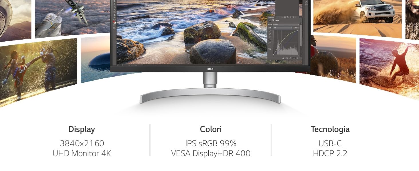 LG 27UN83A Monitor 27" UltraHD 4K LED IPS HDR 400, 3840x2160, AMD