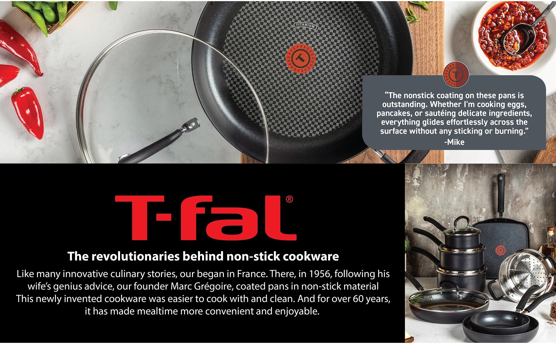 T-Fal Ultimate Hard Anodized Nonstick Fry Pan Set 3 Piece: 8, 10.25, & 12 Inch, Oven Broiler Safe 400F, Kitchen Cookware Set, Pots and Pans Set Non Stick, Frying Pans, Skillets, Dishwasher Safe, Onyx