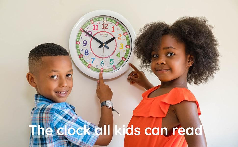 ertt EasyRead Time Teacher DIG Children's Wall Clock, Rainbow 12/24