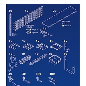 Element System ORGANIZER 3 Werkzeugwand aus Metall, 72-teilig inklusive ...