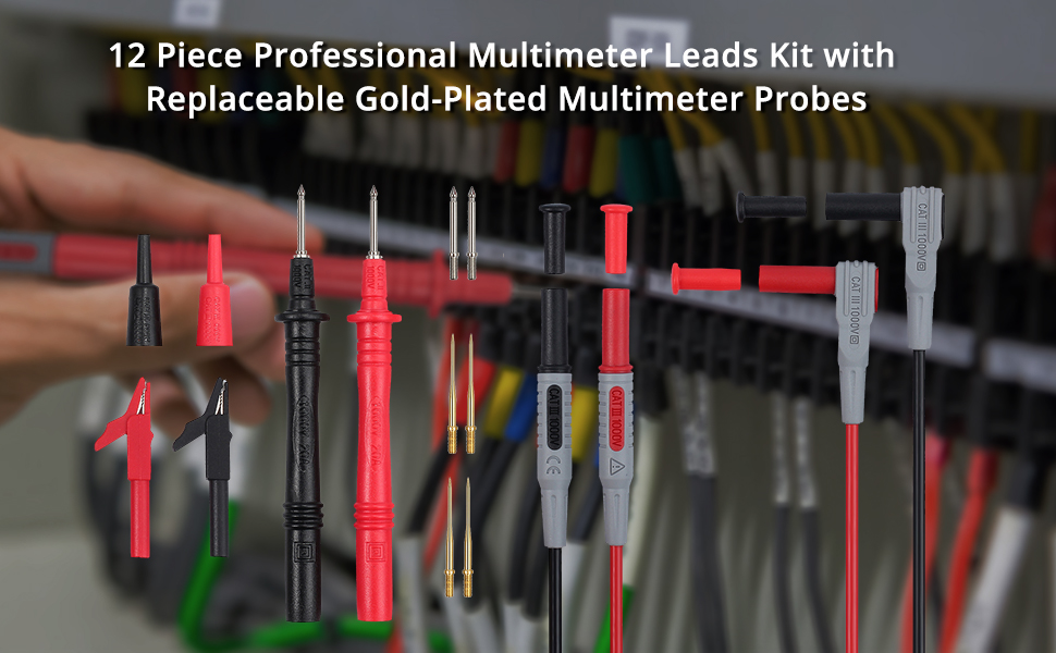 12 Pcs Electrical Multimeter Test Leads Kit, Digital Multimeter Leads