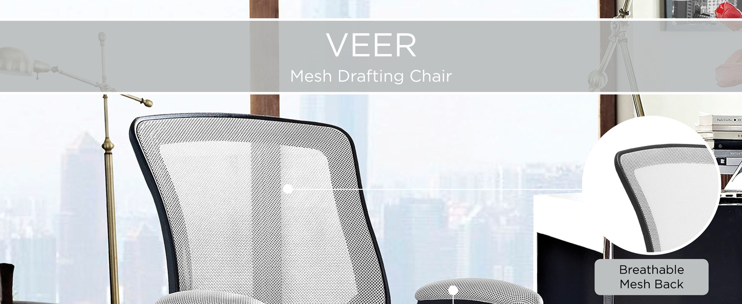 Drafting Stool,school,work,dual-wheel,breathable mesh,one-touch pneumatic,posture perfect