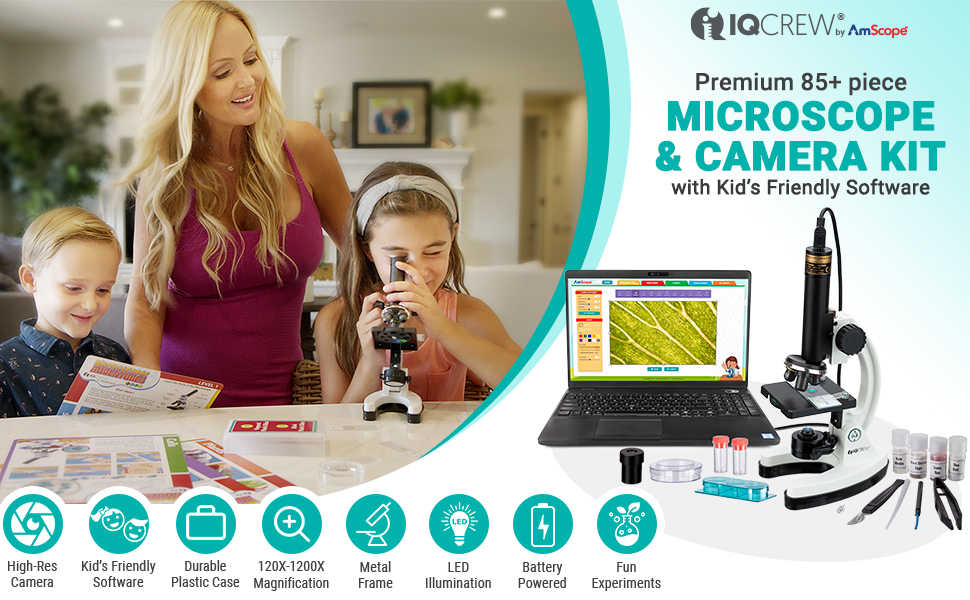 AmScope M40PS25W IQCREW by Kid's Premium 85+ Piece