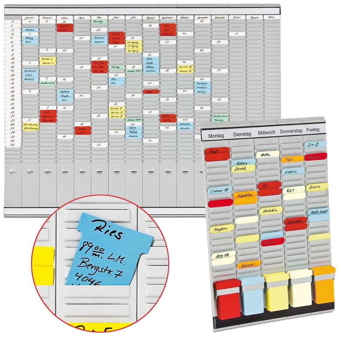 FRANKEN T-kaartenbord, 5-dagen weekplanner, 31,5 x 49 cm, 5 dragers, 20 sleuven, PV-SET1