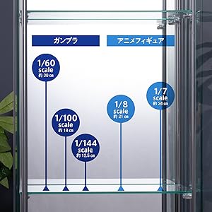 青白磁  2個セット C/D:96046] ガラスコレクションケース 4段（背面ミラー付き