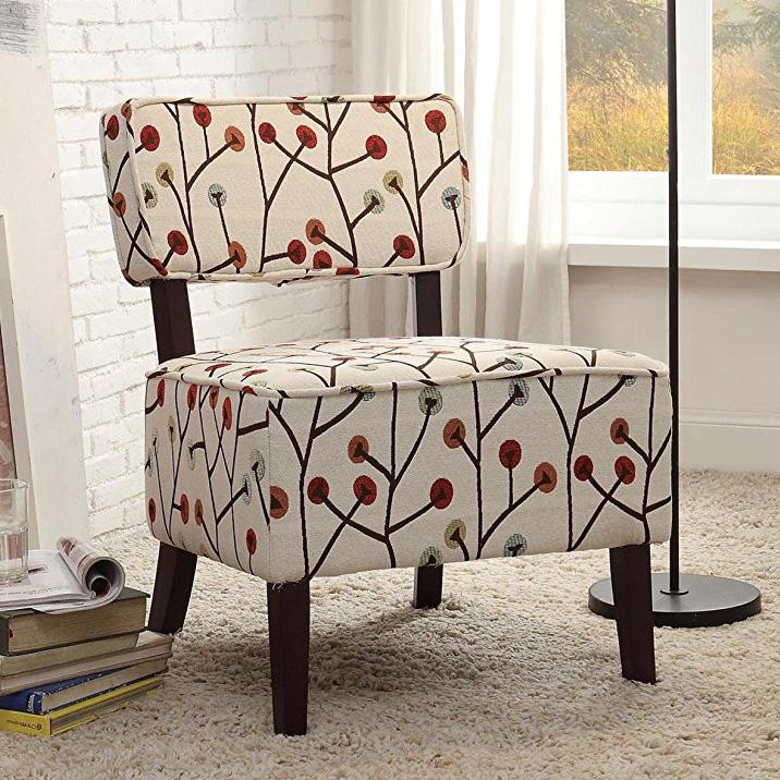 Homelegance 1191F5S Armless Accent Chair, Beige with Multi