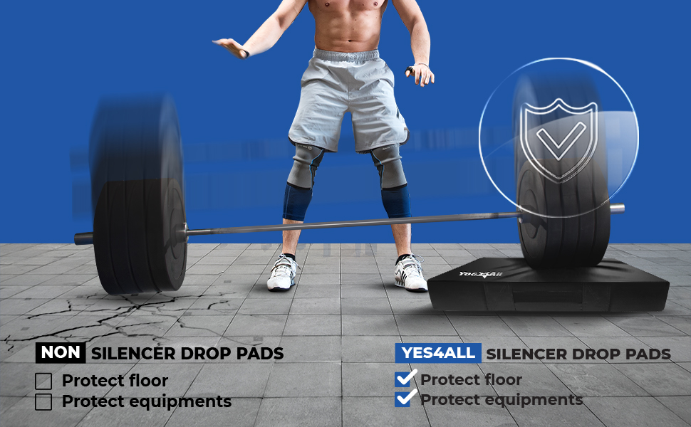 Yes4All 6 Inches Silencer Drop Pads/Weightlifting Drop Pads Blue