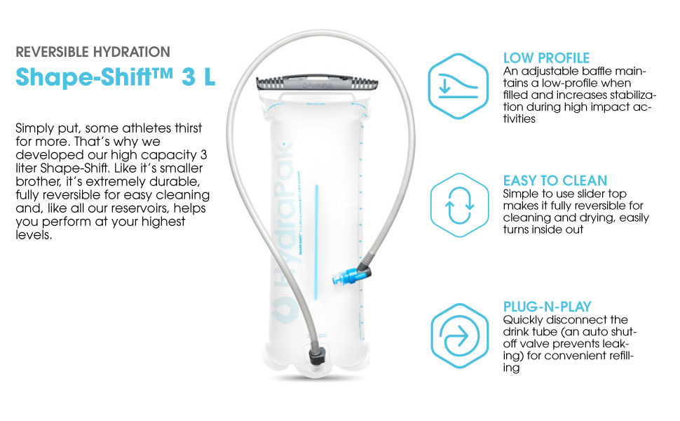 HydraPak ShapeShift (for 2L or 3L Hydration Packs) LowProfile Water