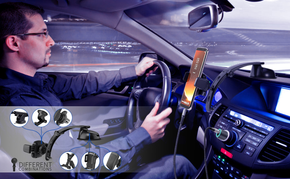 AIRGINE Car Dashboard Mount Phone Holder, Car Mobile Phone Stand,Adjustable Dash Cell Phone Grip Cradle for Samsung Galaxy S10/S9/S8/S9+/S8+/Note9/Note8, iPhone X/Xs/Max/XR/8 Smartphones