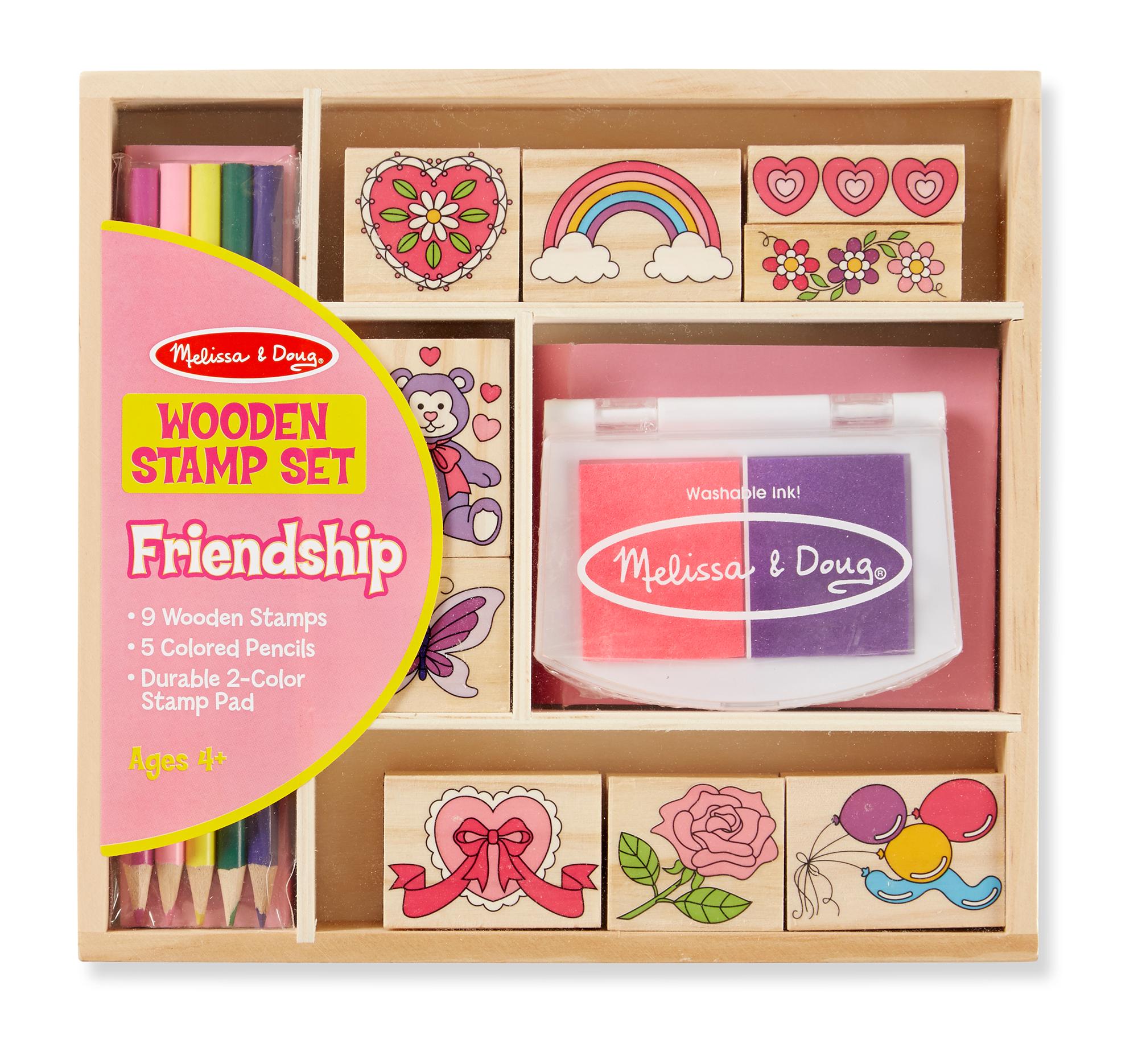 Melissa & Doug Wooden Stamp Set Friendship 9 Stamps, 5