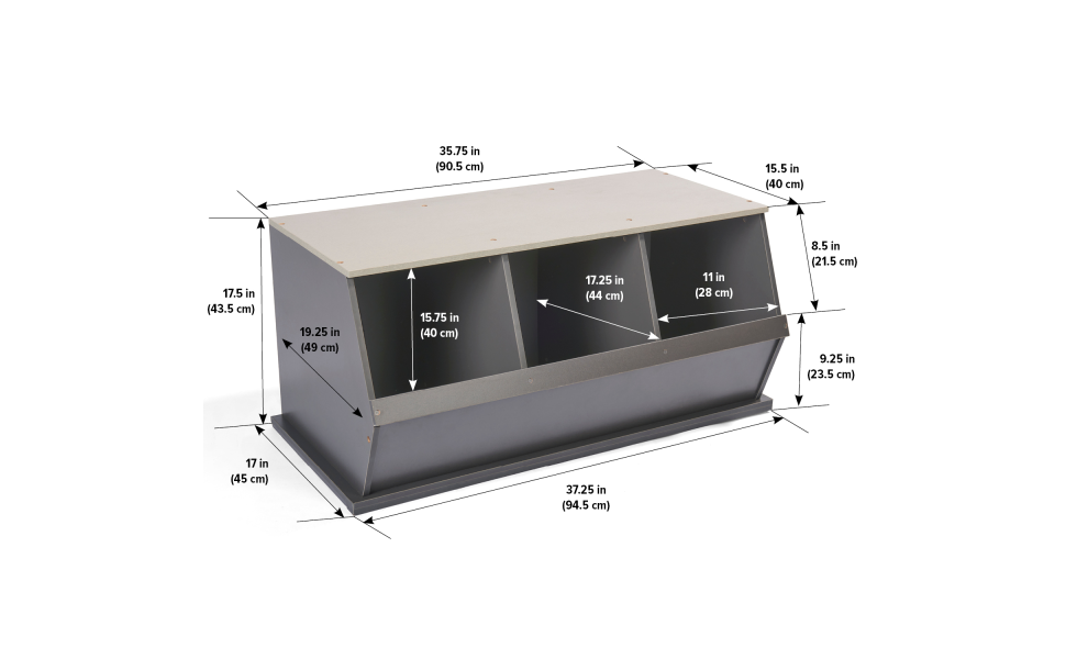 Badger Basket Three Bin Stackable Toy Storage Cubby