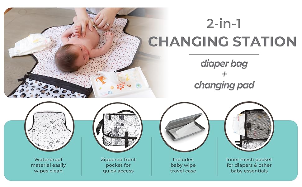 Nuby Portable Baby Changing Pad Station, Quick Wipe Clean
