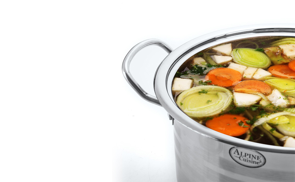 Alpine Cuisine Stainless Steel Dutch Oven with Lid & Easy