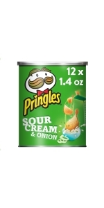 Pringles Crisps Chips, Sour Cream and Onion, 1.4 oz (Pack of 12)