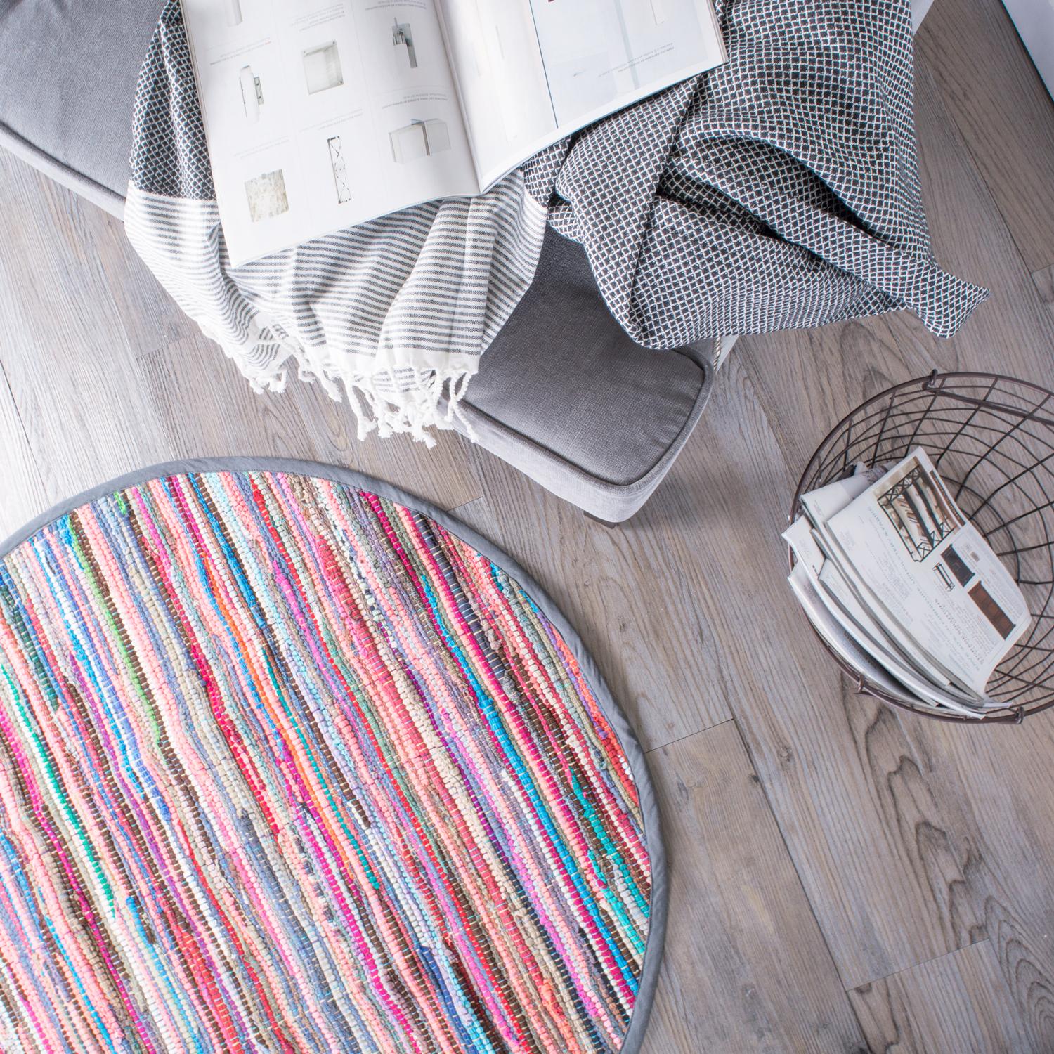 DII Home Essentials 48Inch Round Cotton Rag Rug for Kitchen