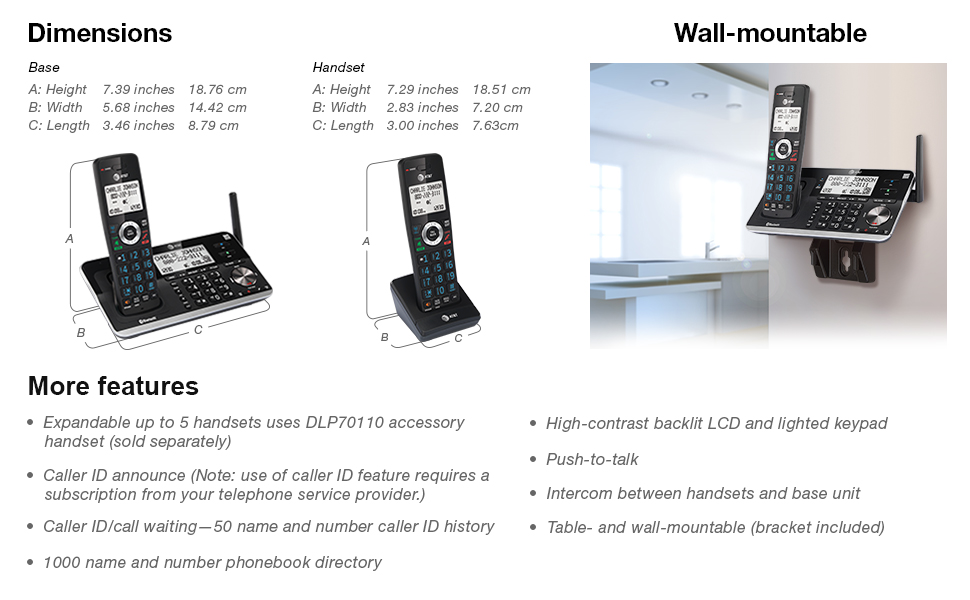 AT&T 3-Handset Expandable Cordless Phone with Unsurpassed Range ...