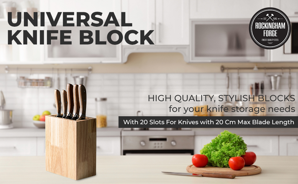 Rockingham Upright Matt Black Universal Knife Block, 20 Slots for