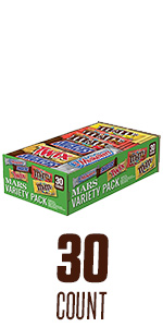 Full size chocolate candy variety box, featuring TWIX, Snickers, M&M'S and 3 Musketeers.