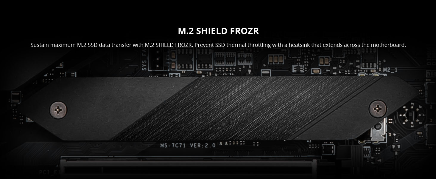 msi, meg z490 unify, m.2 shield frozr, nvme ssd, heatsink