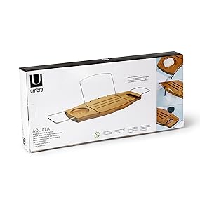 Relux Premum 100% Natural Bamboo Bath Caddy Brdge U2013 Extendable Luxury