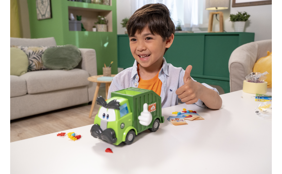 Goliath Trash Stash Game Fill Trashcan, Watch It Dump Into Garbage Truck Or Truck Chucks It Up