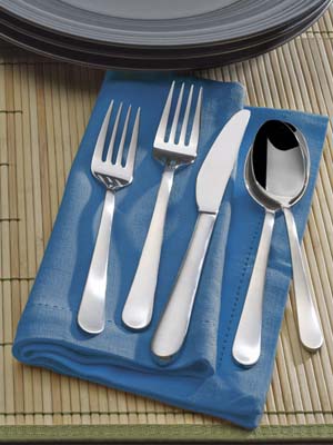 flatware; silverware; dinnerware; fork set. knife set. stainless steel flaware; mikasa flatware