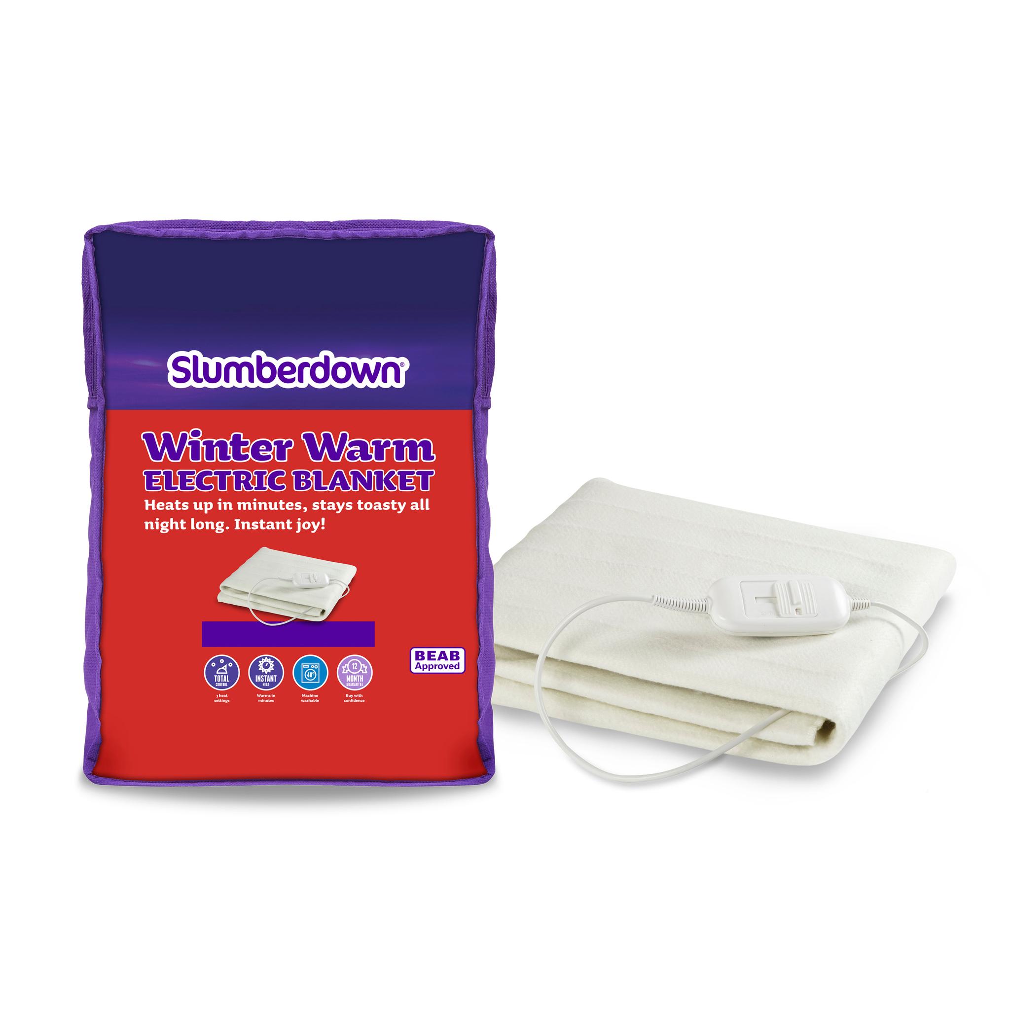 Slumberdown Winter Warm Electric Blanket, 100 Polyester, White, Double Amazon.co.uk Kitchen